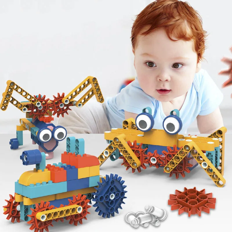 116Pcs Electric Mechanical Gear Building Blocks For Children Science Education Large Particle Assembly Educational Toys Boys