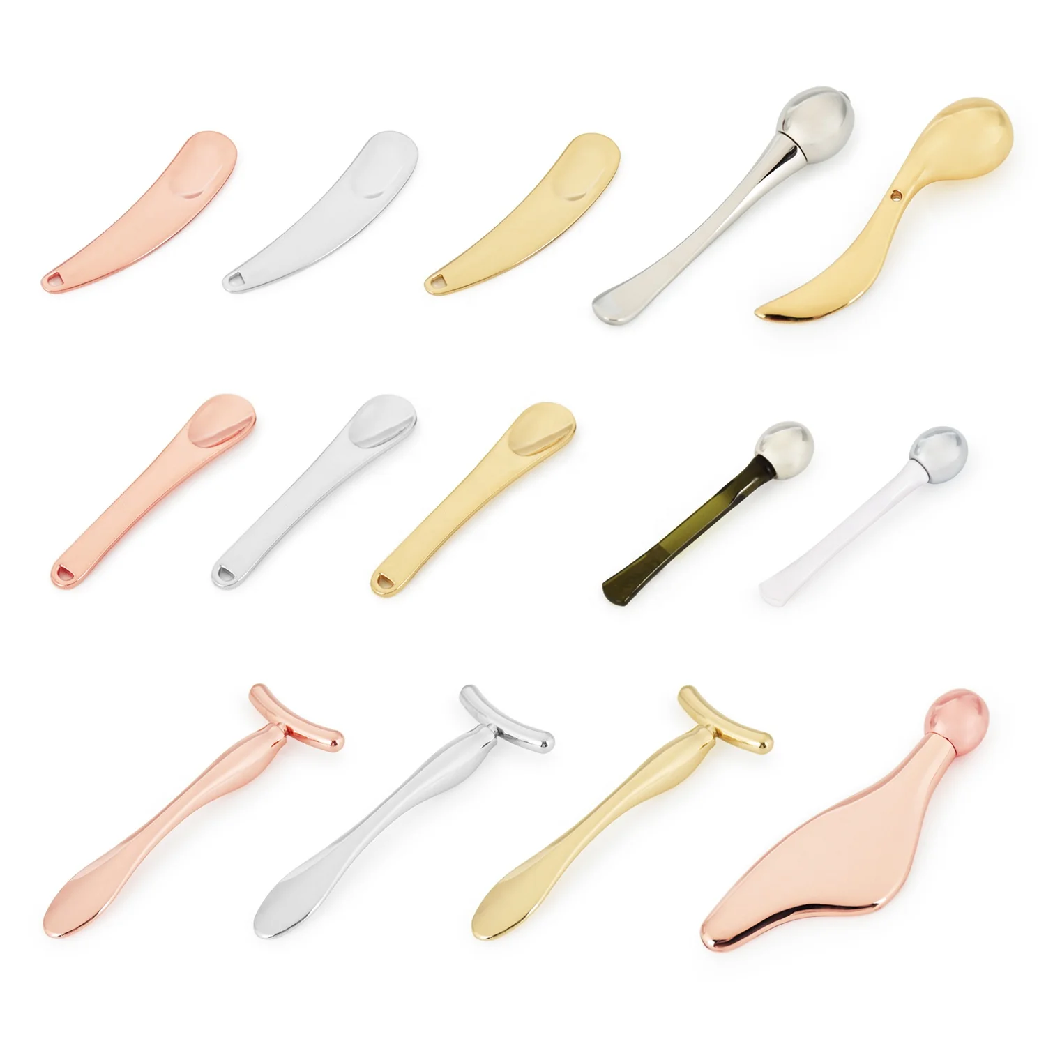 GRS Zinc alloy skincare scoop cosmetics metal face spatula applicator mini eye cream metal spoon