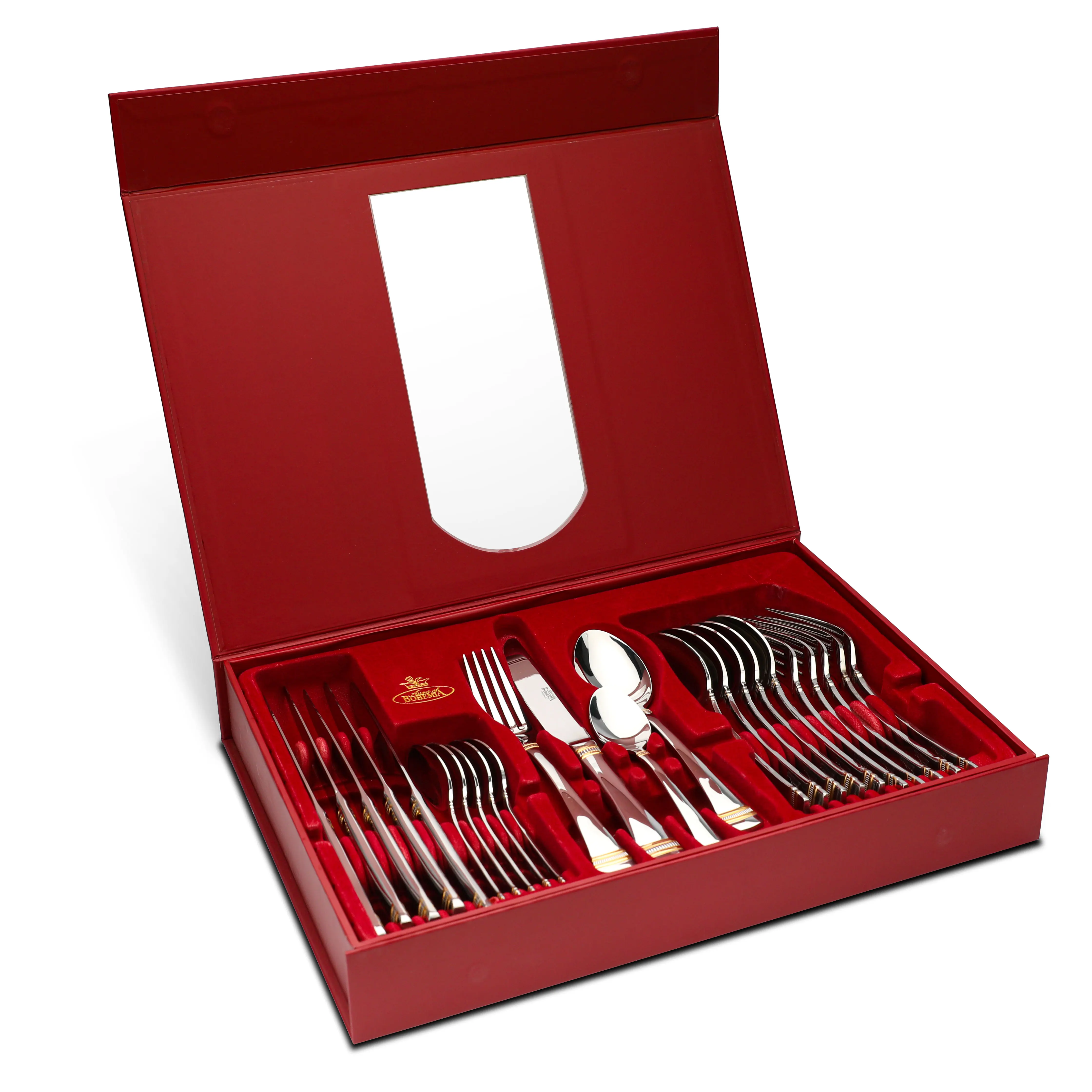 24pcs stainless steel 18/10 gold cutlery set in nice gift box with spoon and fork read to ship
