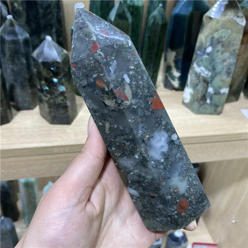
Factory Price Natural Hand-carved Healing Crystal Point African Blood Stone Tower For Decoration 
