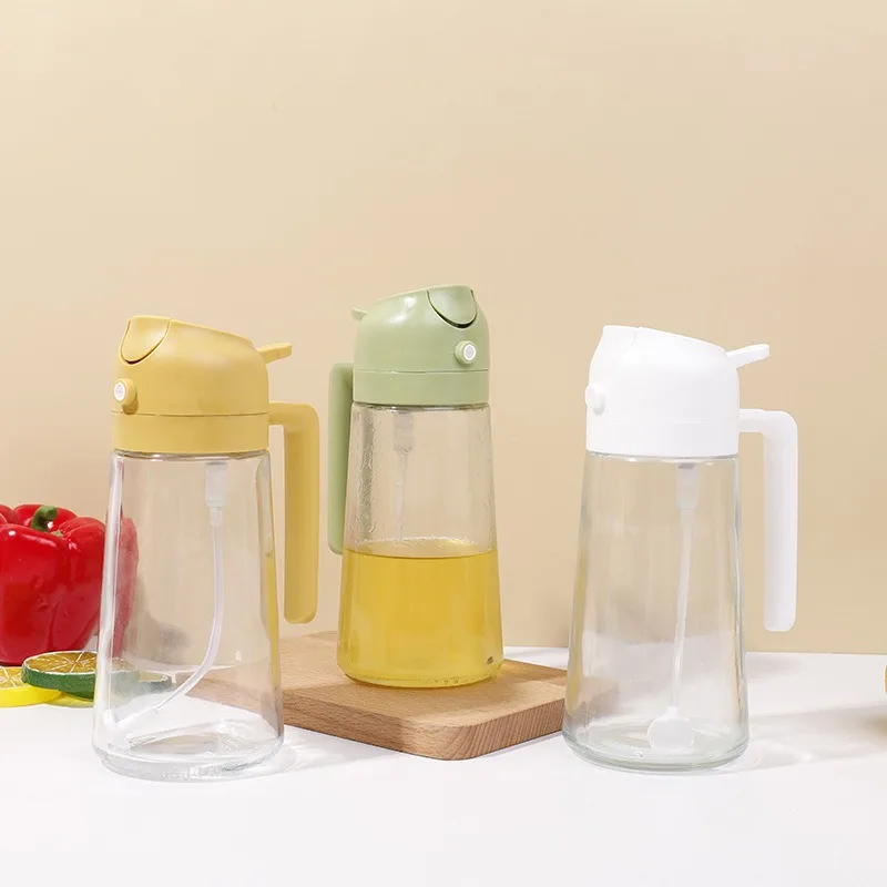 2 in 1 Spray and Pour Olive Oil Dispenser Glass Kitchen Oil Dispenser 16oz Oil Dispenser Bottle for Kitchen - 2 in 1 Oli