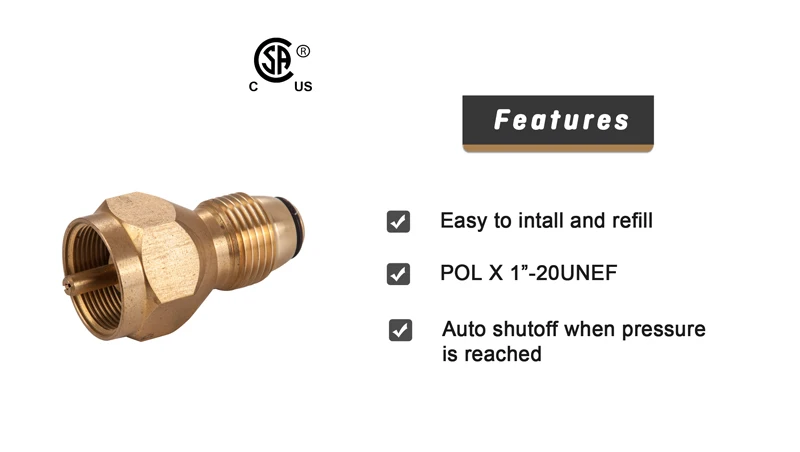 United States Canada 1LB Throwaway Gas Bottle Brass Refill Propane Adapter