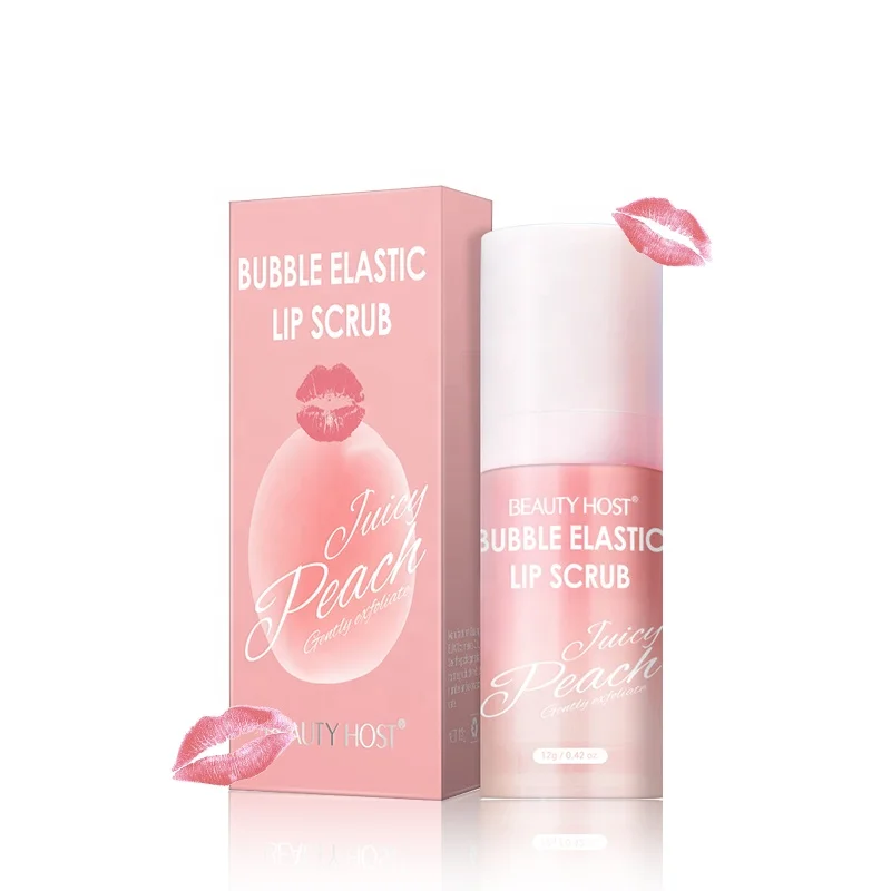 High Quality Beauty Exfoliant Scrub Lip Balm Natural Organic Cosmetics Peach Fruit Repairing Moisturizing Lip Scrub Exfoliating