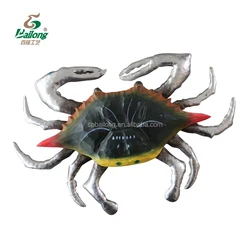 BSCI factory folk art crab shape wood carving craft  metal nautical wall decor