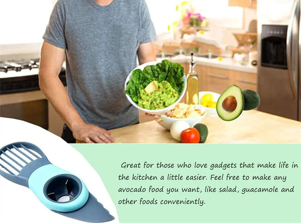 New Arrivals 3 in 1 Multifunction Kitchen Gadgets peeler and pitter Avocado Cutter Tool Avocado Slicer with detachable handle