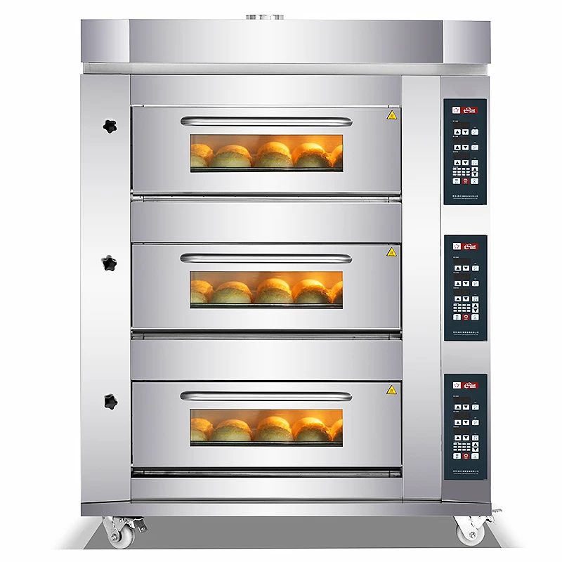 Golden Chef China Factory Sale High Quality Bakery Oven 380V 2.8kW 3 Deck 9 Trays Baking Bread Gas Oven