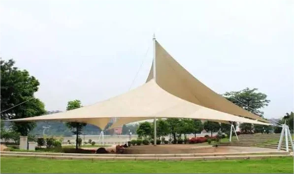 New design GB Q235 steel frame covering tensile PVDF membrane structure fabric roof