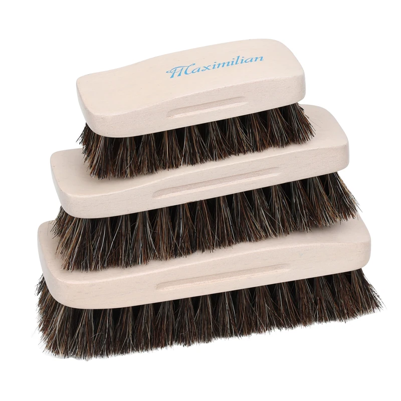 Factory Wholesale Custom Logo Wood Sneaker Shoe Cleaning Brush Horse Hair Wooden brush for Leather Shoe