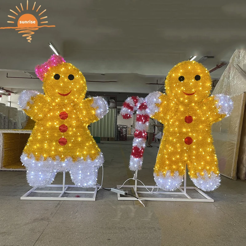 3D large  outdoor commercial giant LED lighted Christmas Ginger bread decoration for shopping mall