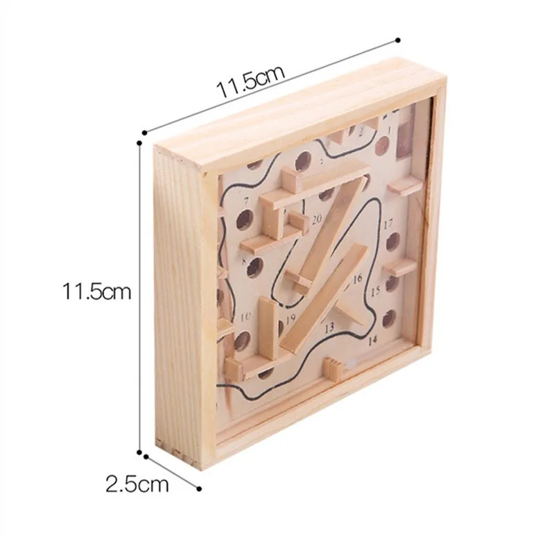 Creative wooden mini maze toy handheld game kids educational learning toys custom logo