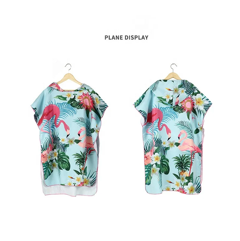 breathable custom printed pattern microfiber beach Towel Changing Robe Surf Poncho