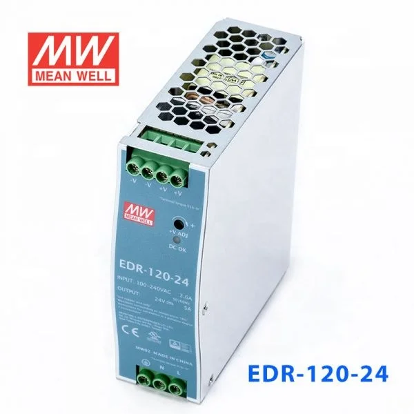 EDR-120 series 120W 12V 24V 48V AC-DC SMPS DIN Rail SMPS low cost  MEAN WELL Switching Power Supply