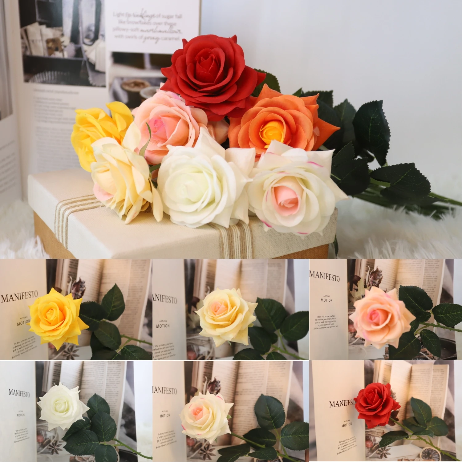 Wholesale Price Realistic Flowers Single Head Latex Rose Flower Real Touch Artificial Flower Rose for Wedding Home Decor