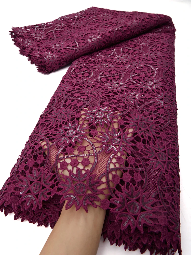 Black Guipure Lace Fabric Nigeria Quality African Lace Fabric Colorful Water Soluble Lace Fabric Dress Material 0000