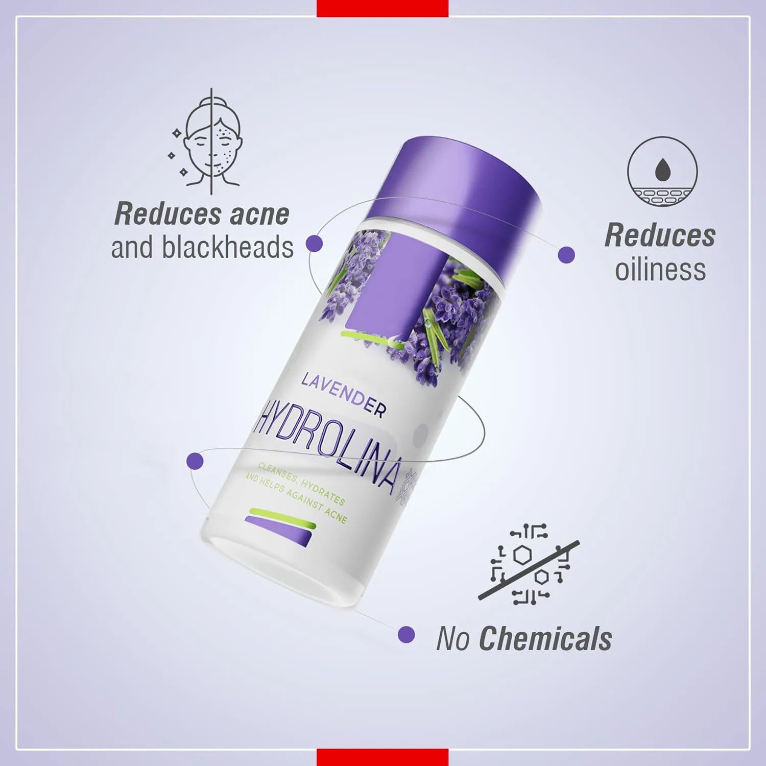 Lavender Water Hydrolina Anti Acne Daily Face Toner for Face Body Skin Care Hydrolat Oil Control & PH Balancing Facial Toner