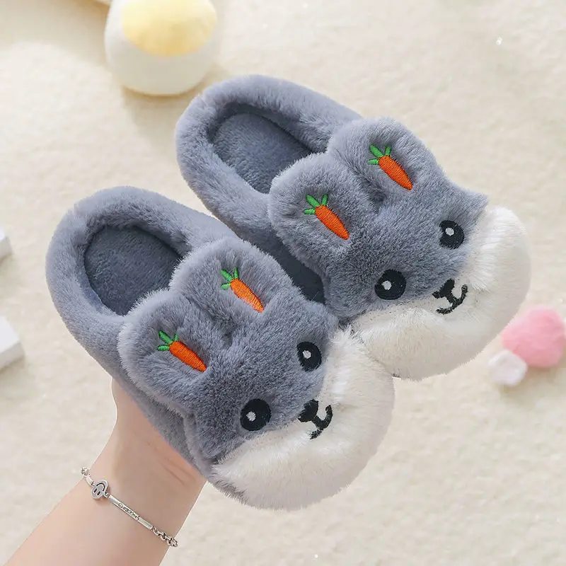Home Slippers Cute Cartoon Rabit Fur Unisex Girls Boys Slipper 1-10 Years