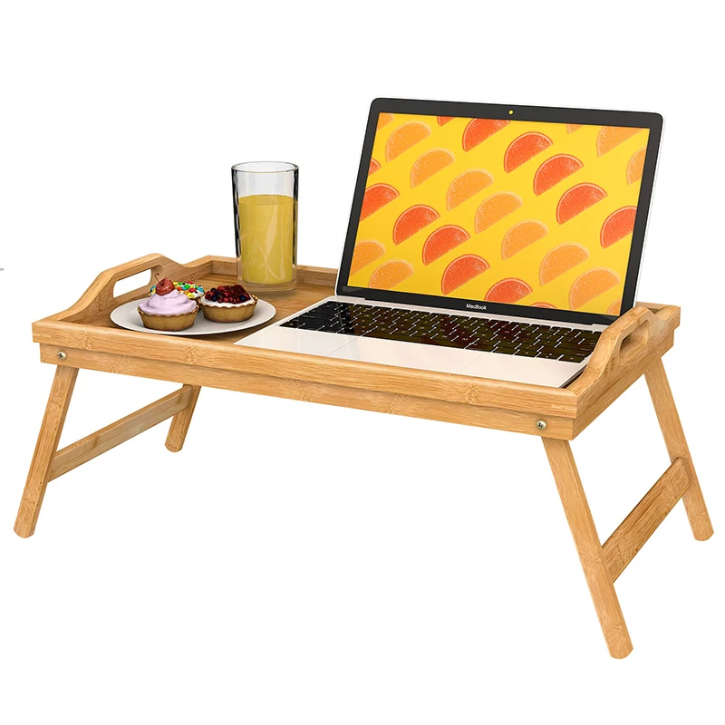 Portable Bambu Folding Leg Bed Tray Folding Bamboo Laptop Table
