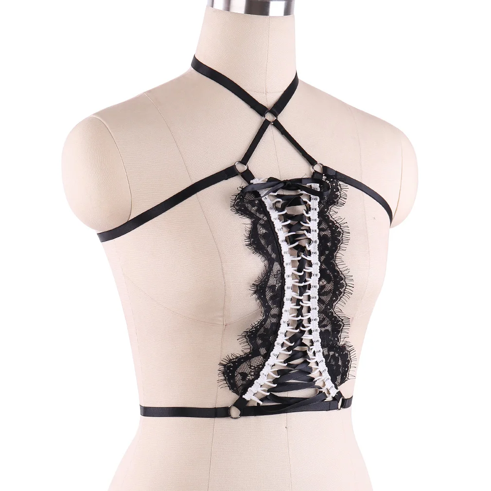 Extreme Hot Women Mature Sexy Lace Strap Underwear Rave Dance Costume Top Body Wire Harness