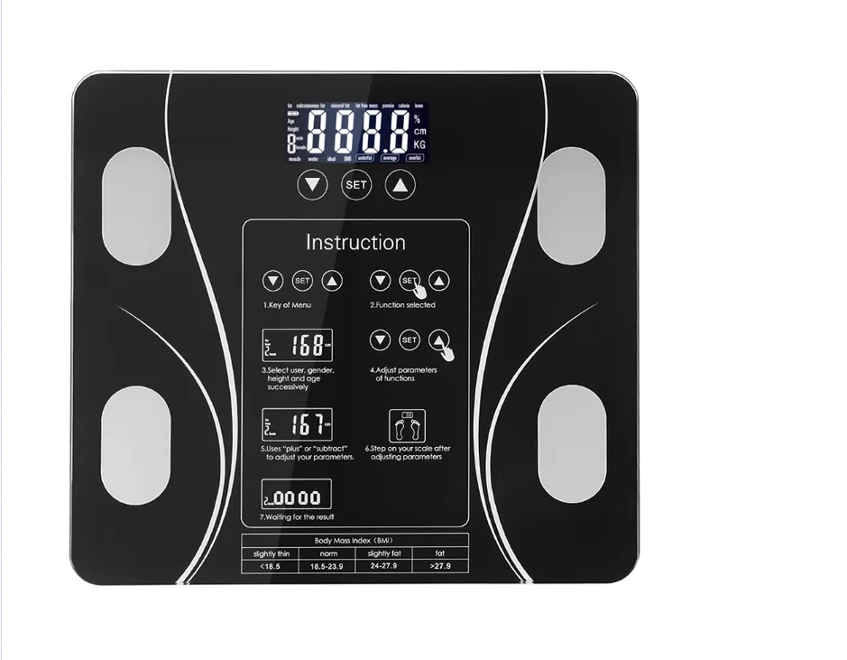 Hot Bathroom Body Fat Bmi Scale Digital Human Weight Mi Scales Floor Lcd Display Body Index Electronic Smart Weighing Scales
