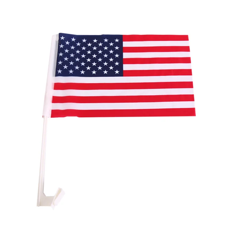 Custom logo polyester american flag printing us banner design red black blue line usa car flag 12'x18'