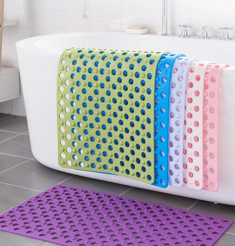Non-Slip Washable Bath Tub Shower Mat with Suction Cups and Drain Holes - Mint Opaque