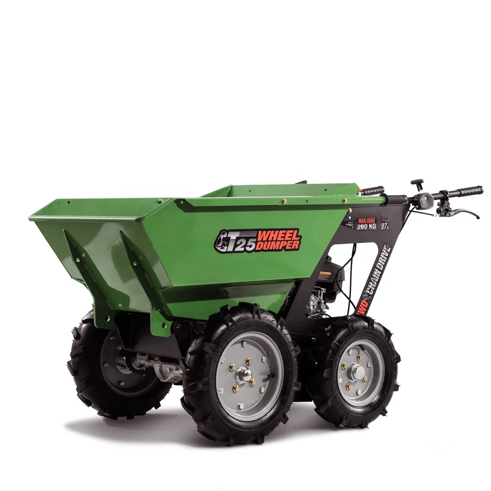 250KG Loading Capacity 5.5hp Petrol Motor Powered 4x4 Mini Wheel Barrow Garden for Fruit Ranch