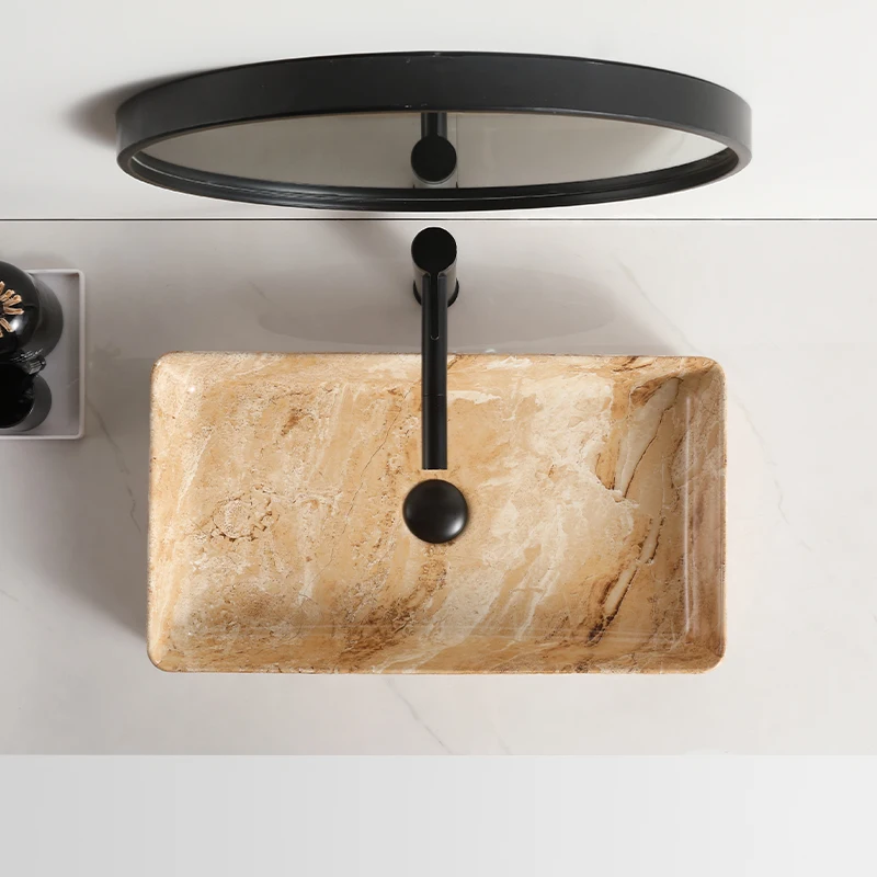 OEM marble ceramic art basin rectangle lavabo countertop wash basin fashion washing basin for home use bathroom sink