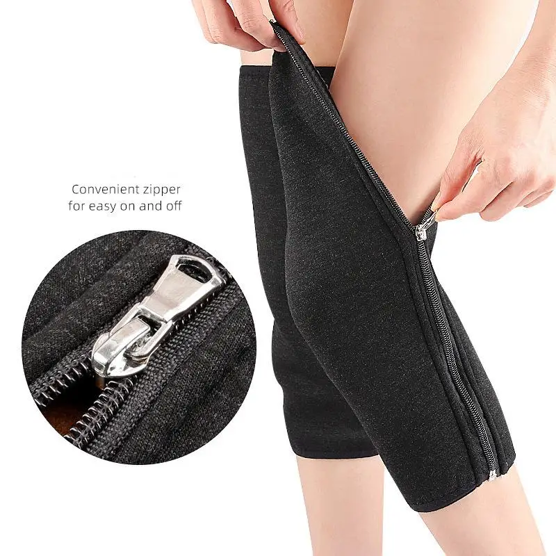Autumn and winter cashmere wrapped double thickened knee warm zipper leg warmers