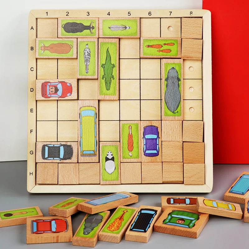 
Classic Intellectual Toy Wooden Huarong Road Customized Carving Pattern Huarong Road Sliding Puzzle 