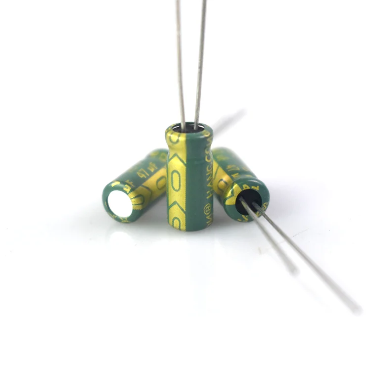 Promotion price capacitor  gold lettering on green background with modern aluminum electrolytic capacitors