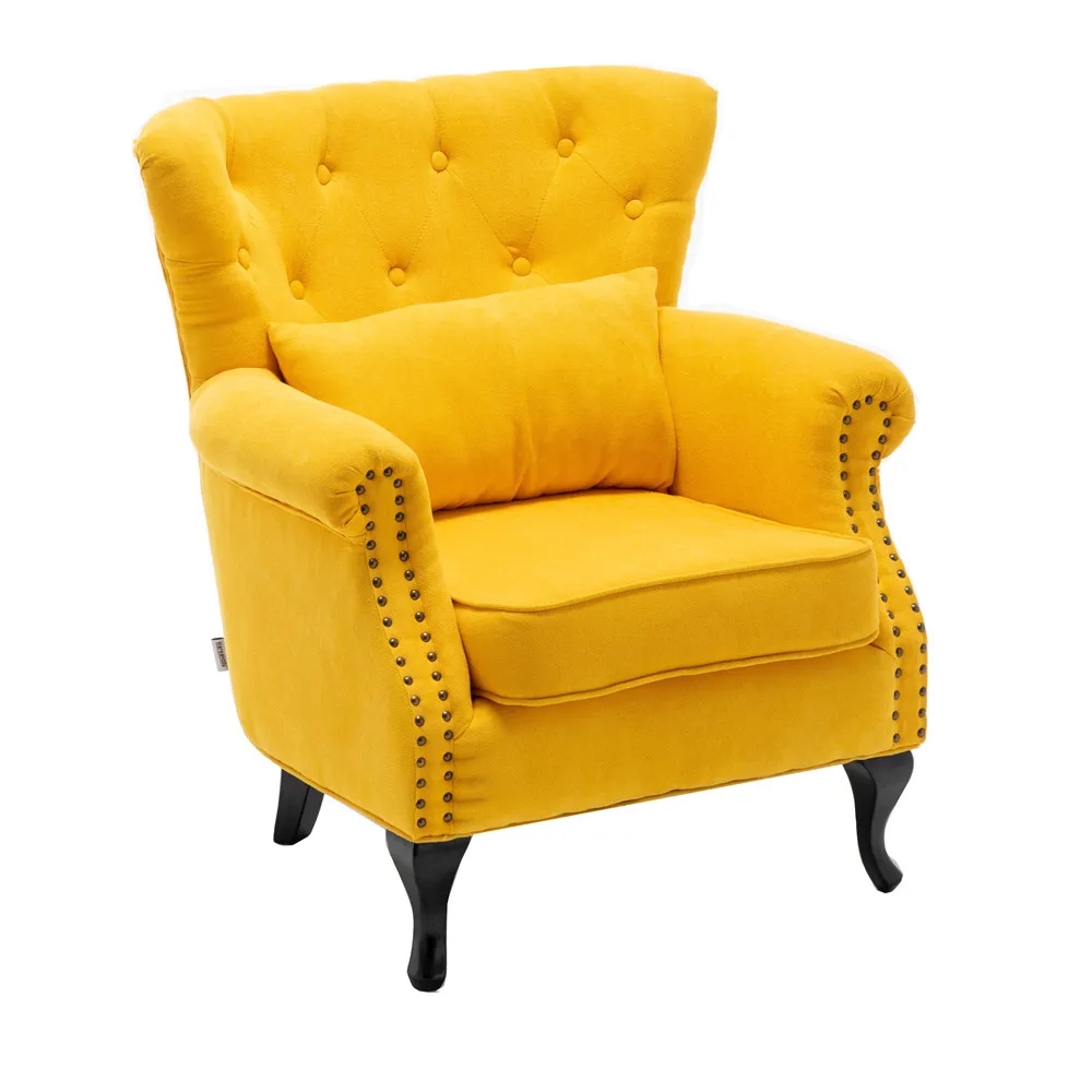 
Modern Velvet Armchair Upholstered Accent Buttoned Wing back Chair Conservatory Bedroom Living Room Furniture 
