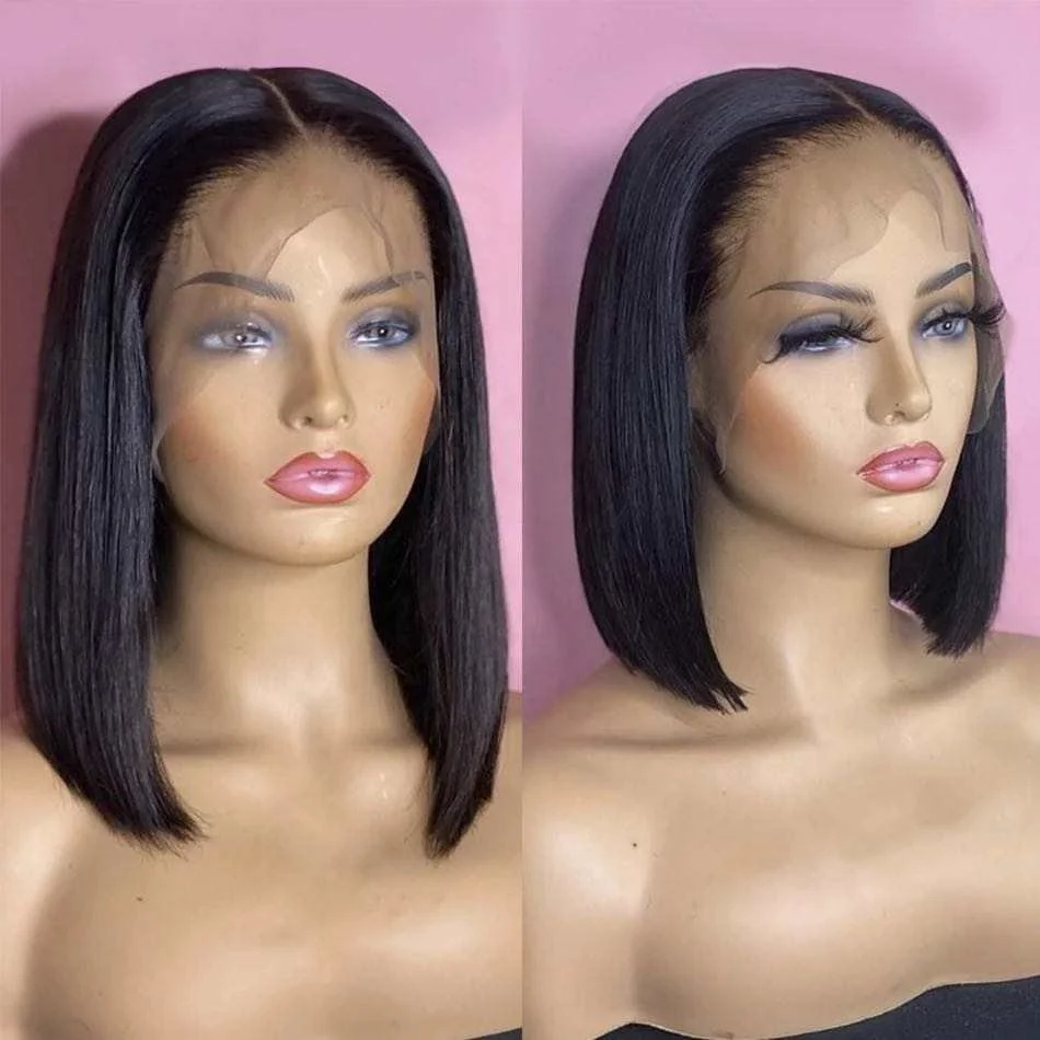 Cheap Price Short Bob Human Hair Wig,8inch-14inch Wholesale Mink Brazilian Hair Wig,4x4 Closure Short Bob Wigs For Black Women