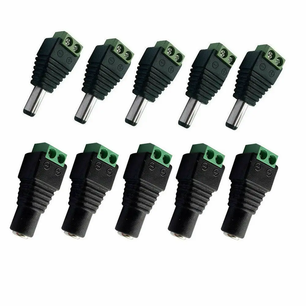 20pcs 12V Male + Female 2.1x5.5mm DC Power Plug Jack Adapter Connector for CCTV