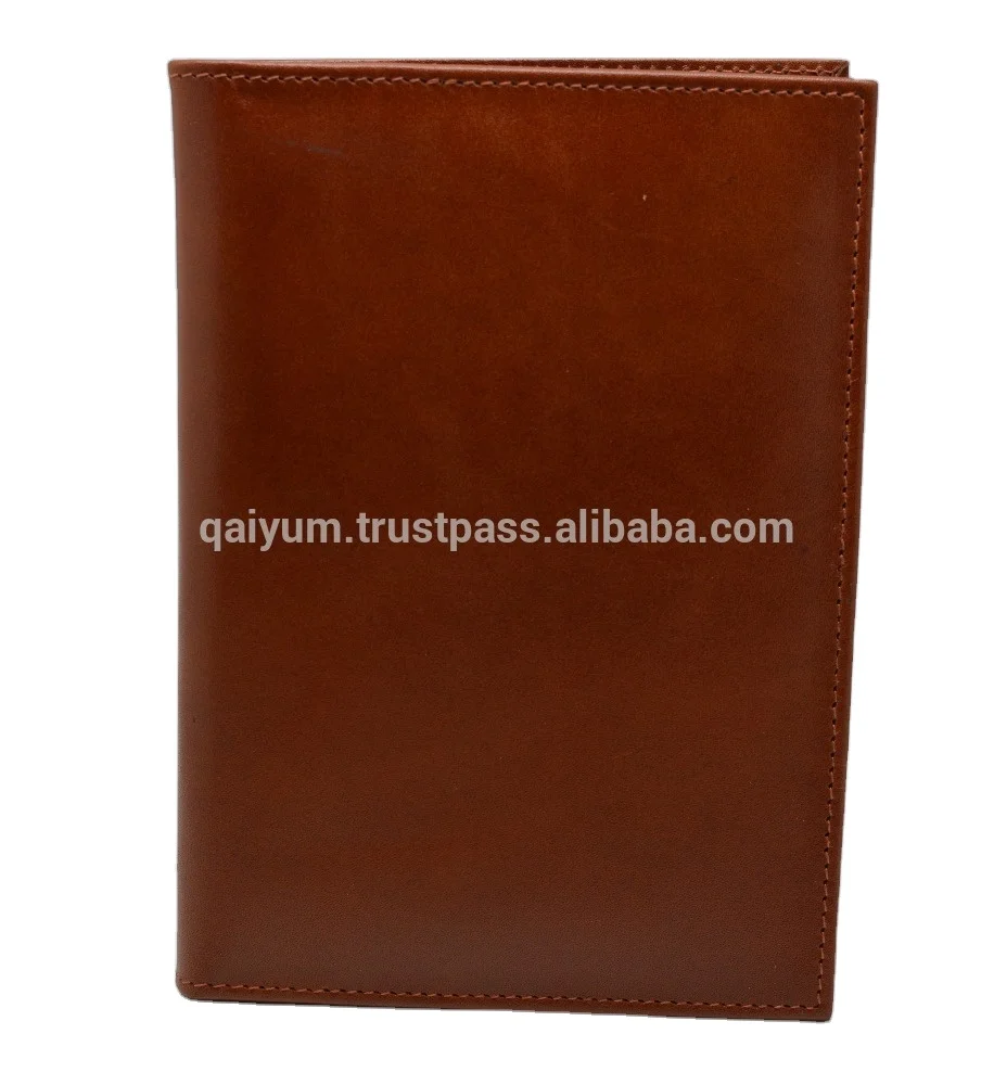 Custom Logo RFID Blocking Genuine Leather Travel Passport Cover Bifold Wallet Genuine Leather Passport Holder Antique Design