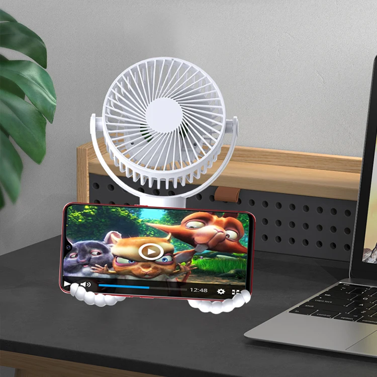 360 Degrees Rotation 12000mAh Baby Stroller Octopus Tripod Fan With Flexible Legs Phone Holder