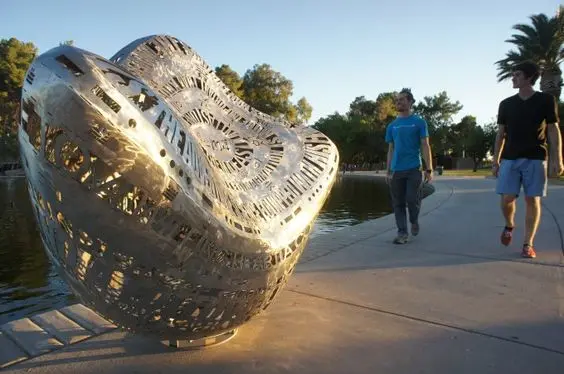 Artistic Temperament Sculpture UV Printed Stainless Steel Metal Garden Model Carved Abstract Tree Form with Artistic Theme