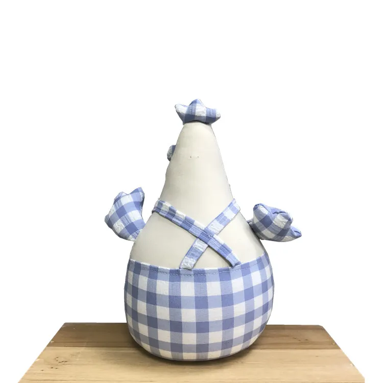 Easter Decor Cute Pink Dangle Legs Animal Shelf Sitter Hen Plaid Fabric Sitting Chicken Stuffed Animal for Home Decoration