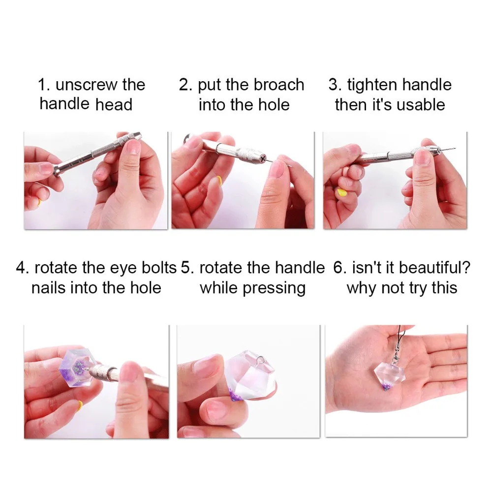 Metal Hand Drill Jewelry Tool  Equipments UV Resin Silicone Mold Tools and 0.8mm-3.0mm High Speed Steel  Drill Screw