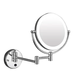 Factory Wholesale Led Cosmetic Mirror Double Sides Lighted Shower Shaving Mirror With Holder Bathroom Suction Cup Mirror