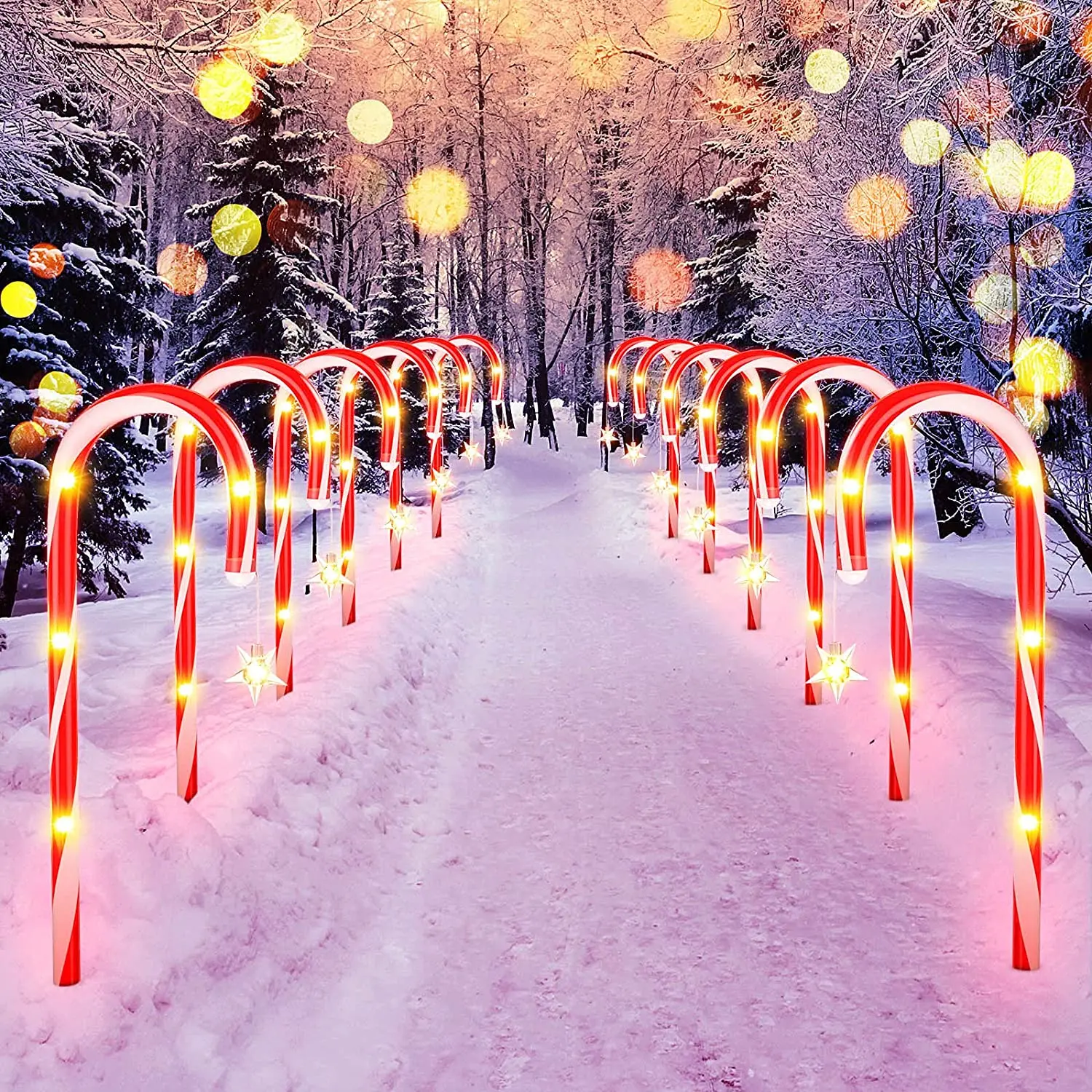 Christmas Decorations Outdoor Solar Candy Cane Lights Outdoor Christmas Decorations For Walkway Garden Lawn Yard