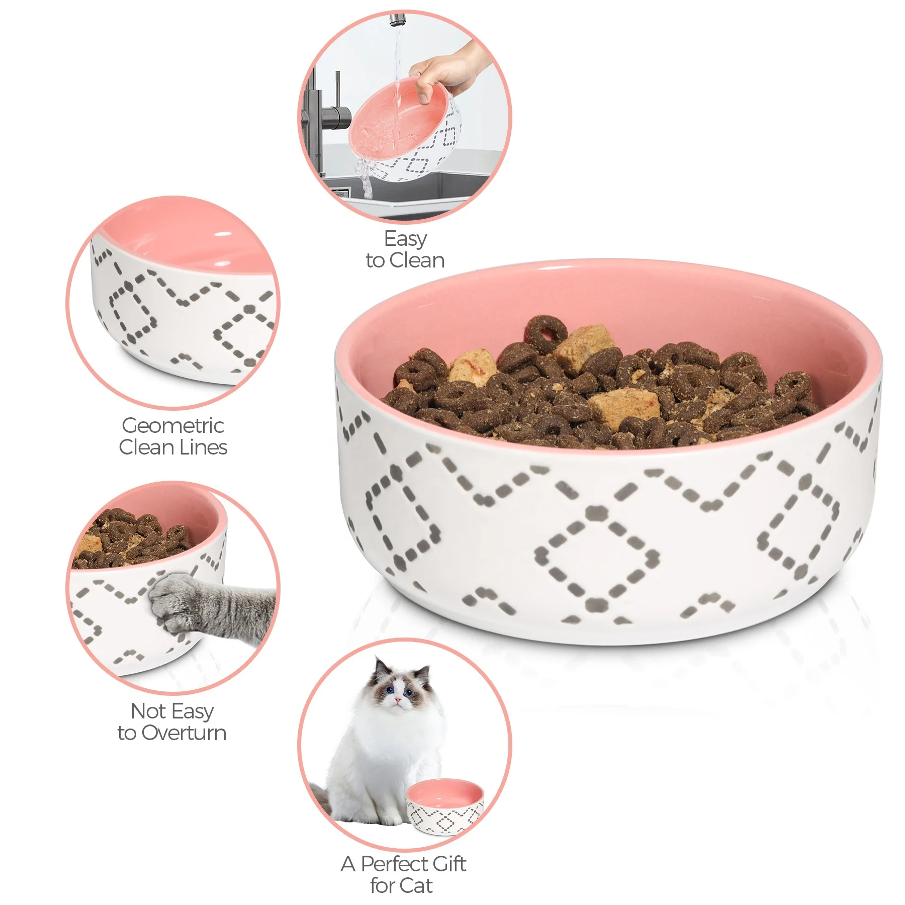Hot sale easy to clean non-slip cat food bowl pet supplies newest pet bowl design 2021 customized pet ceramic water bowl design