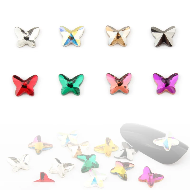 Free Sample Butterfly 3d Nail Art Charms Diamond Accessories For Nails strass Jewelries Rhinestone