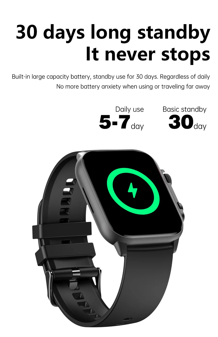 2024 AMOLED screen smart watch ultra style BT call password screen time recording blood pressure health smart watch