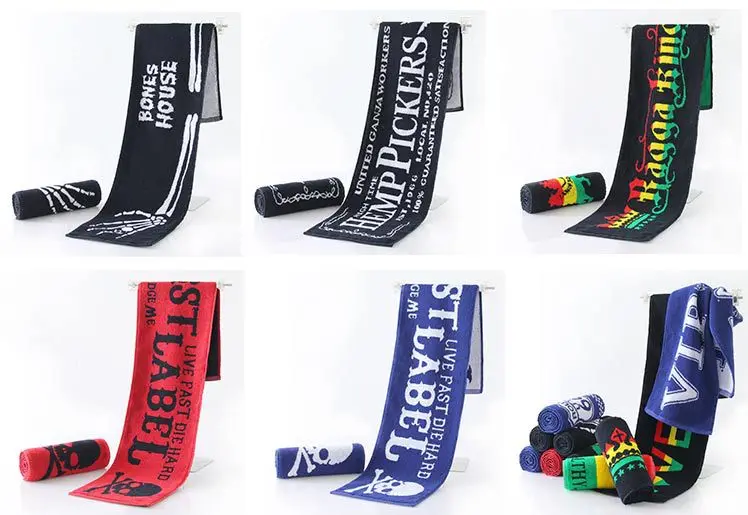 Good price best quality hot sales Custom Cotton Jacquard Sport gym towel with zipper pocket