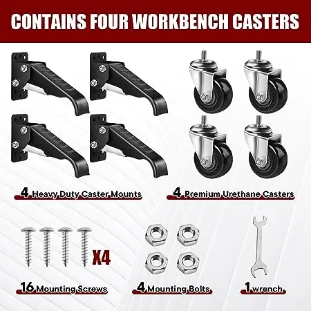 Workbench Caster Retractable Casters Side Mount Wheel Adjustable Table Step-Down Furniture Wheels for Workbenches Machine Tables