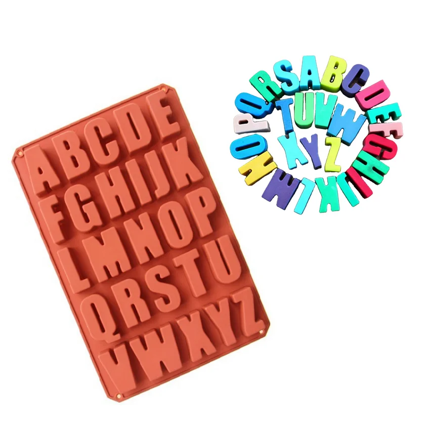 DIY Crystal Drop Gum English letters Silicone Mold 26 English Alphabets Candle Chocolate Cake Mold for Cupcake Top Decorating