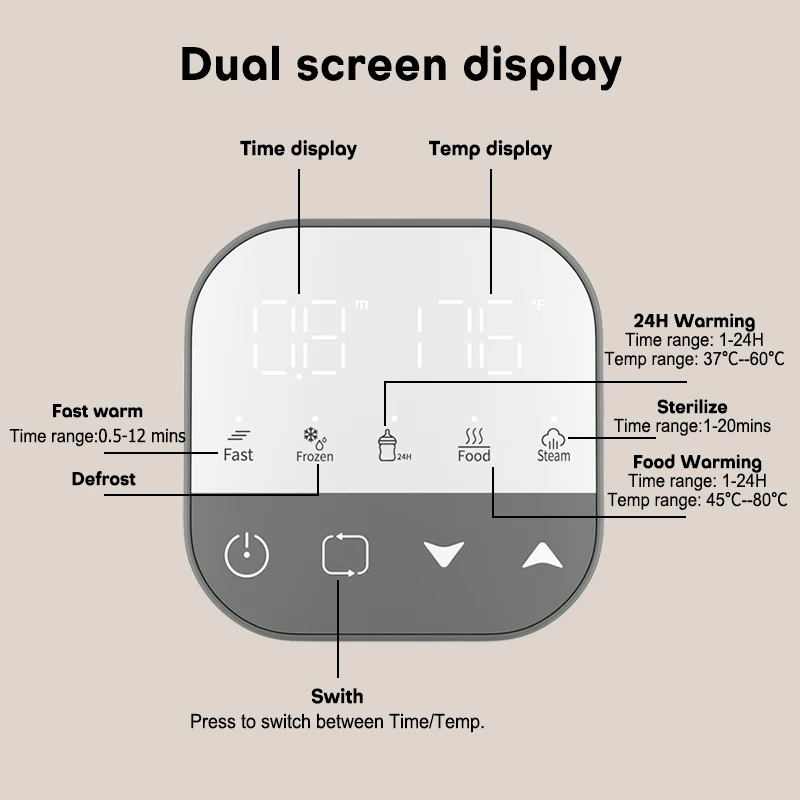 5 in 1  baby bottle warmer touch screen Baby Food Heater for Breast Milk or Formula defrost mute work  24 hours constant warming