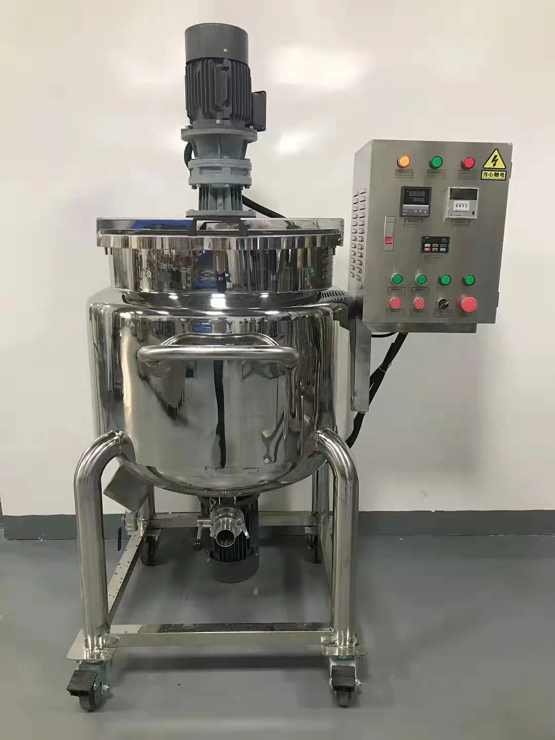 Mobile open heating belt mixing tank, cosmetics small mixing mixer