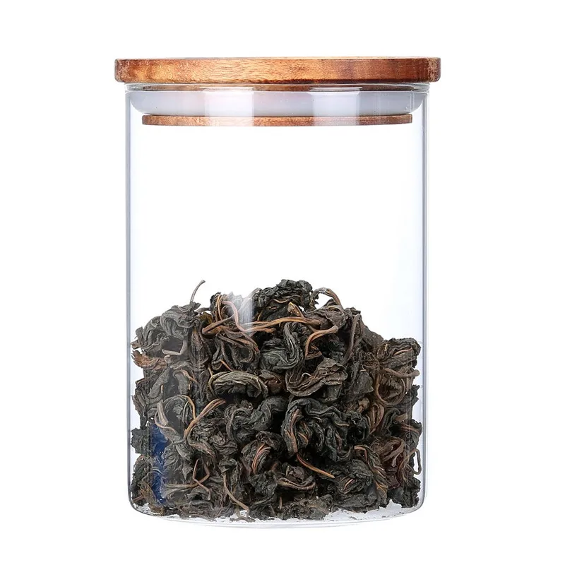Round Cylinder Heat Resistant Apothecary Storage Dry Rice Vacuum Borosilicate Glass Storage Jar Food Glass Jars With bamboo Lid