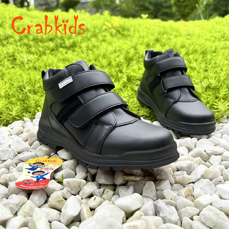 Crabkids Sneakers Casual Boy Soft Leather Sole Kids Middle For Sports Tennis Shoes School Children Shoe Black Kid Sneaker